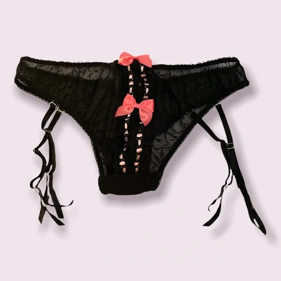 Victoria’s Secret Sexy Little Things Black Lace Garter Panties SZ M NWT - Picture 3 of 3